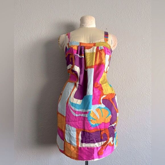 Alice & Trixie 100% Silk Geometric psychedelic Dress Size M - Picture 1 of 7